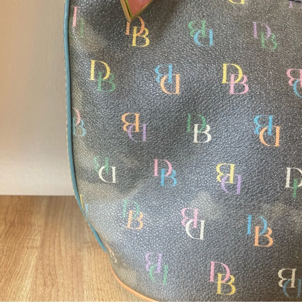 DOONEY & BOURKE Mini Bucket Shoulder Bag Rainbow Monogram Vintage Handbag Heart - Picture 3 of 12